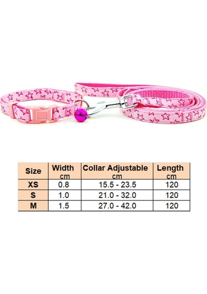 Pembe Yıldız Stili S Beden Köpek Kedi Yaka Tasma Ayarlanabilir Yaka Köpek Yavrusu Için Çan ile Kurşun Küçük Köpek Açık Yürüyüş Chihuahua Terier Schnauzer (Yurt Dışından)