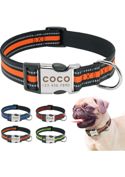 Mavi Set Stili M Beden Özel Pet Köpek Tasması Tasma Yansıtıcı Naylon Küçük Köpek Köpek Tasmaları Kişiselleştirilmiş Pitbull Orta Büyük Köpek Tasması Oyma Adı (Yurt Dışından)