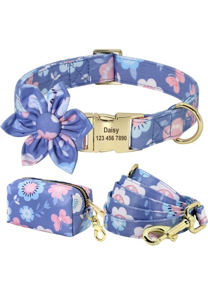 168 Mor Set 2 Stili Xs Beden Çiçek Persoalized Köpek Tasması Moda Baskılı Özel Naylon Köpek Tasmaları Küçük Orta Büyük Köpekler Için Ücretsiz Oyulmuş Isim Plakası ile (Yurt Dışından)