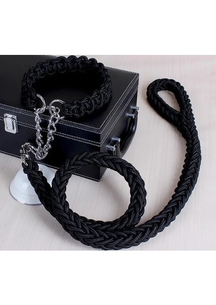 Siyah Stil Boy 40 Ila 50 cm Çift Telli Halat Büyük Köpek Tasmalar Metal P Zincir Toka Ulusal Renk Pet Çekiş Halat Yaka Büyük Köpekler Için Set Uzunluğu (Yurt Dışından)