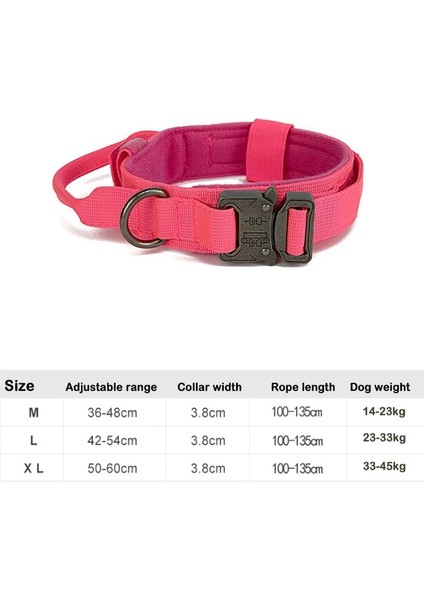 Pembe Yaka Stili M Beden 1050D Naylon Taktik Köpek Tasması ve Çift Saplı Bungee Tasma Ayarlanabilir Askeri Pet Köpek Eğitim Yaka Yansıtıcı Halat ile (Yurt Dışından)