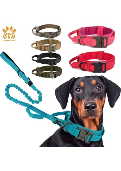 Pembe Yaka Stili M Beden 1050D Naylon Taktik Köpek Tasması ve Çift Saplı Bungee Tasma Ayarlanabilir Askeri Pet Köpek Eğitim Yaka Yansıtıcı Halat ile (Yurt Dışından) fiyatları