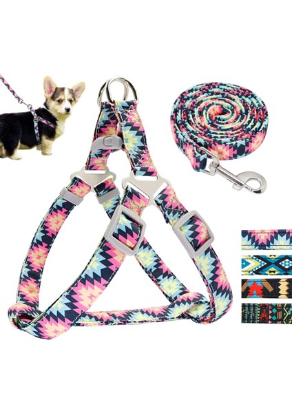 Pembe Tarzı S Beden Ayarlanabilir Naylon Köpek Koşum Tasma Seti Baskılı Yavru Yelek Pet Yürüyüş Küçük Orta Doguahua Perros Için Eğitim Tasma Kurşun (Yurt Dışından) fiyatları