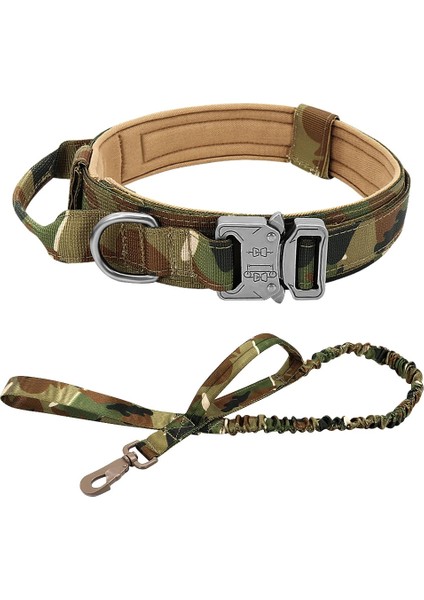 Kamuflaj Seti Stili L Beden Güçlü Köpek Askeri Taktik Yaka Pet Bungee Tasma Dayanıklı Naylon Pet Eğitim Yaka Saplı Büyük Köpekler Fransız Bulldog (Yurt Dışından)