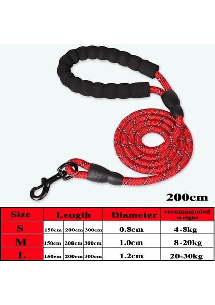 Kırmızı 200CM Tarzı L Beden Pet Tasma Yansıtıcı Güçlü Köpek Tasma Uzun Rahat Yastıklı Saplı Ağır Hizmet Dayanıklı Naylon Halat Tasmalar (Yurt Dışından)