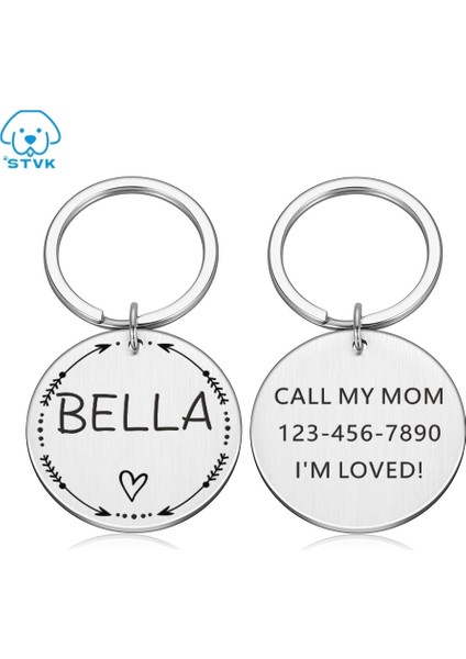 Siyah Stil 25X25MM Pet Köpek Künyesi Yavru Kedi Yavru Köpekler Yuvarlak Yaka Aksesuarları Köpek Adı Mesaj Etiketi Özelleştirilmiş Paslanmaz Çelik Kımlık Etiketi Kişiselleştirilmiş (Yurt Dışından) fiyatları