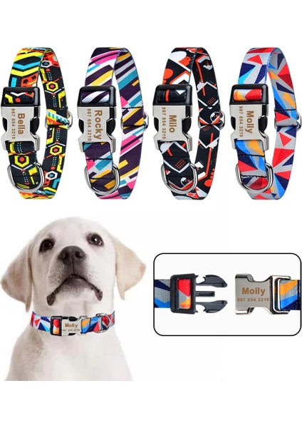 Renkli Çiçekler Tarzı Xl Beden Kişiselleştirilmiş Köpek Tasması Naylon Ekose Erkek Kız Unisex Köpekler Yaka Özel Ücretsiz Oyulmuş Isim Kımlık Etiketi Küçük Büyük Ürün Köpek Tasmaları (Yurt Dışından)