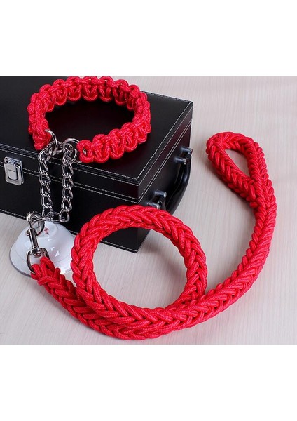 Kırmızı Stil 25 Ila 30 cm Çift Telli Halat Büyük Köpek Tasmalar Metal P Zincir Toka Ulusal Renk Pet Çekiş Halat Yaka Büyük Köpekler Için Set Uzunluğu (Yurt Dışından)
