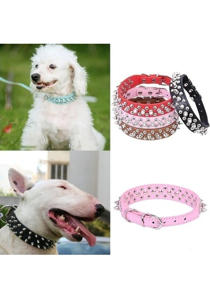 Kırmızı Stil L UZUNLUK51 Genişlik2.5 Köpek Tasmaları Yapay Elmas Deri Bling Diamante Kristal Çivili Köpekler Orta Büyük Köpekler Için Pet Tasmaları Pitbull Boxer Sivri Studde (Yurt Dışından)