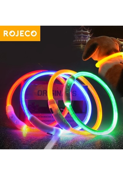 Yeşil Stil L Beden Rojeco LED USB Köpek Tasması Şarj Edilebilir LED Gece Güvenliği Pet Köpek Tasmaları Tüp Yanıp Sönen Glow Parlayan Aydınlık Gece Köpek Tasma Kurşun (Yurt Dışından)