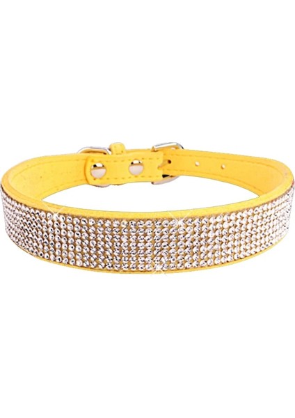 Sarı Stil L Beden Süet Elyaf Kristal Köpek Tasması Rahat Glitter Rhinestone Köpek Tasmaları Küçük Köpekler Kediler Için Çinko Alaşım Toka Yaka Xx (Yurt Dışından)