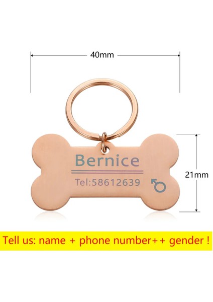 DZ012-GÜL Altın Stili Kişiselleştirilmiş Pet Kedi Köpek Kımlık Etiketi Kazınmış Pet Kımlık Adı Numarası Kedi Yavrusu Köpek Için Özelleştirilmiş Etiket Yaka Kolye Kemik Pet Aksesuarları (Yurt Dışından)