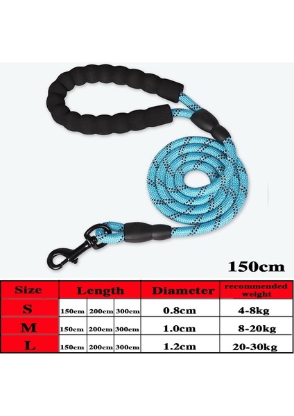 Mavi 150CM Tarzı M Beden Pet Tasma Yansıtıcı Güçlü Köpek Tasma Uzun Rahat Yastıklı Saplı Ağır Hizmet Dayanıklı Naylon Halat Tasmalar (Yurt Dışından)