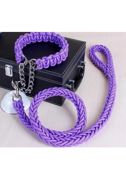 Mor Tarzı Xl 50 Ila 65 cm Çift Telli Halat Büyük Köpek Tasmalar Metal P Zincir Toka Ulusal Renk Pet Çekiş Halat Yaka Büyük Köpekler Için Set Uzunluğu (Yurt Dışından)