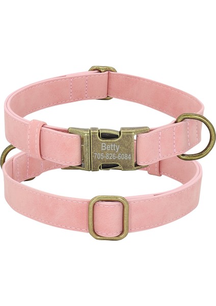Pembe Tarzı S Beden Kişiselleştirilmiş Köpek Kimlik Tasması Özelleştirilmiş Metal Tokalı Köpek Etiketi Tasmaları Küçük Orta Köpekler Için Deri Yastıklı Pitbull Buldog (Yurt Dışından)