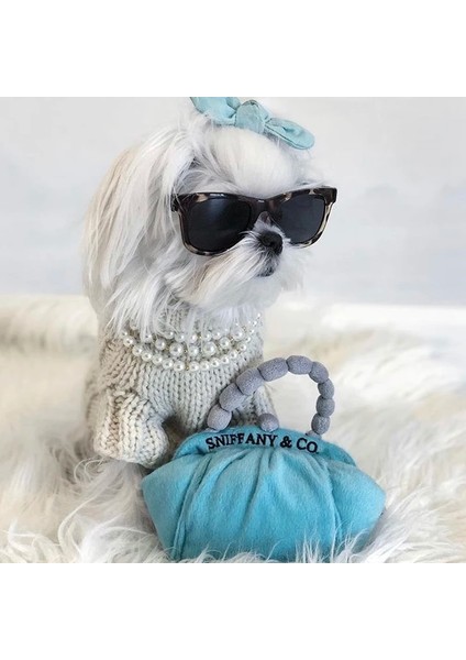 Mavi Çanta Stili Lüks Tasarım Köpek Oyuncakları - Koleksiyon Squeak Toy| Eşsiz Peluş Squeak Bone Köpek Oyuncakları-Köpekler Onu Çok Seviyor (Yurt Dışından)