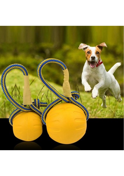 Sarı Stil 7cm cm Pet Köpek Eğitim Oyuncak Topu Yıkılmaz Katı Lastik Top Çiğneme Taşıyıcı Halat Bite ile Bite Oyuncak Oyna (Yurt Dışından)