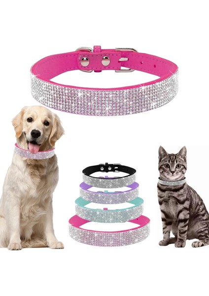 A6 Stili M 42X2CM Küçük Orta Köpekler Catuahua Pug Yorkshire Için Bling Rhinestone Köpek Kedi Yaka Ayarlanabilir Deri Ilmek Yavru Kedi Yaka (Yurt Dışından) fiyatları