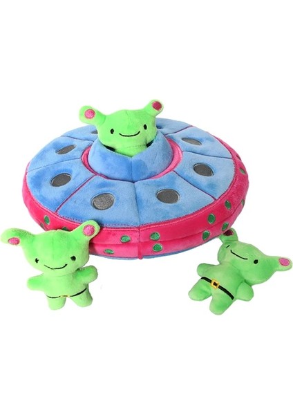 Roket Seti Stili Köpek Oyuncak Seti Q-Monster Saklambaç Peluş Cızırtılı Oyuncaklar Roket Ufo Interaktif Komik Oyuncaklar (Yurt Dışından)