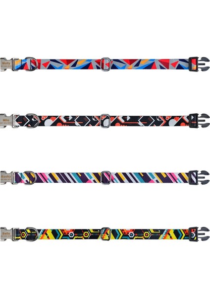 Beyaz Tangram Stili S Beden Kişiselleştirilmiş Köpek Tasması Naylon Ekose Erkek Kız Unisex Köpekler Yaka Özel Ücretsiz Oyulmuş Isim Kımlık Etiketi Küçük Büyük Ürün Köpek Tasmaları (Yurt Dışından) indirimleri