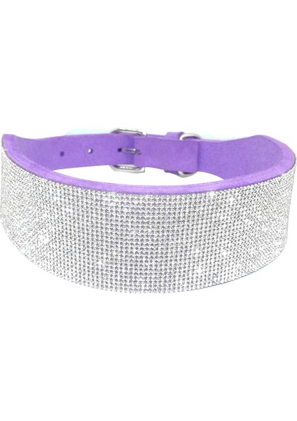 Mor Geniş Stil Xxl Bling Taklidi Köpek Kedi Tasmaları Deri Pet Köpek Yavrusu Yaka Yürüyüş Küçük Orta Köpekler Için Tasma Kurşun Catuahua Pug Yorkie (Yurt Dışından)
