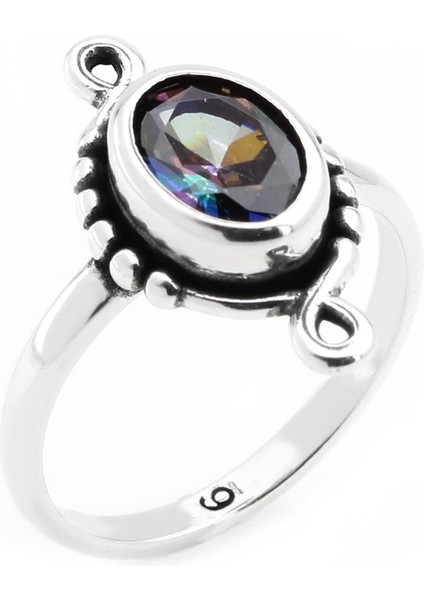 Gümüş 925 Ayar Kadın Gümüş Yüzük Mistik Topaz