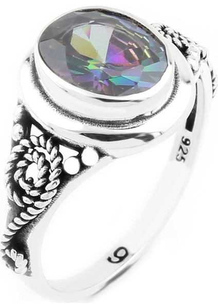 Gümüş 925 Ayar Kadın Yüzük Mistik Topaz