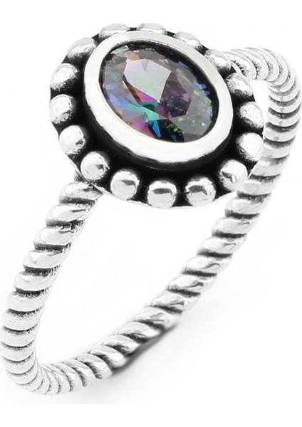 Gümüş 925 Ayar Kadın Yüzük Mistik Topaz