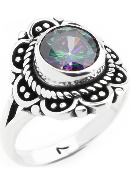 Gümüş 925 Ayar Kadın Yüzük Mistik Topaz