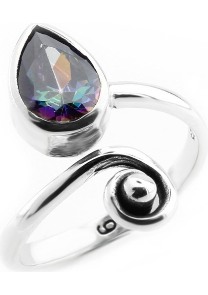 Gümüş 925 Ayar Kadın Yüzük Mistik Topaz