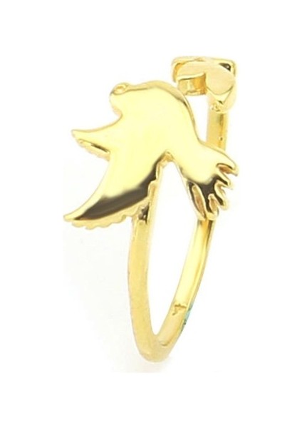 Gümüş 925 Kadın Gümüş Yüzük Küş Yüzük Altın Kaplama