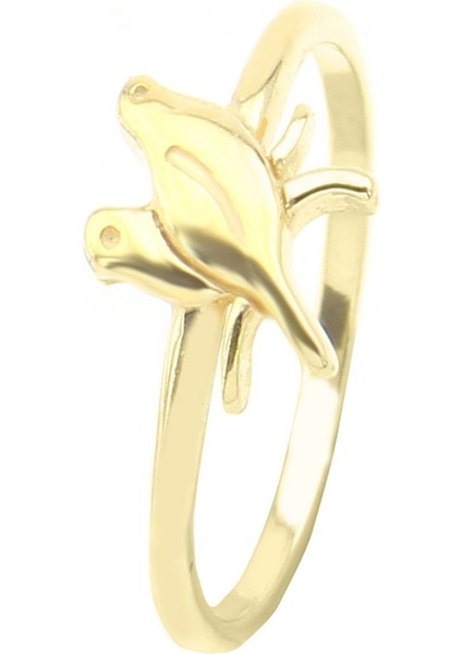 Gümüş 925 Ayar Kadın Gümüş Yüzük Küşler Altın Kaplama