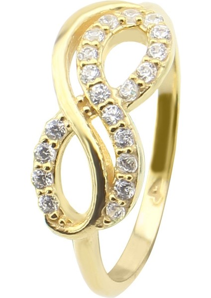 Gümüş 925 Ayar Kadın Gümüş Yüzük Sonsuz Söz Altın Kaplama