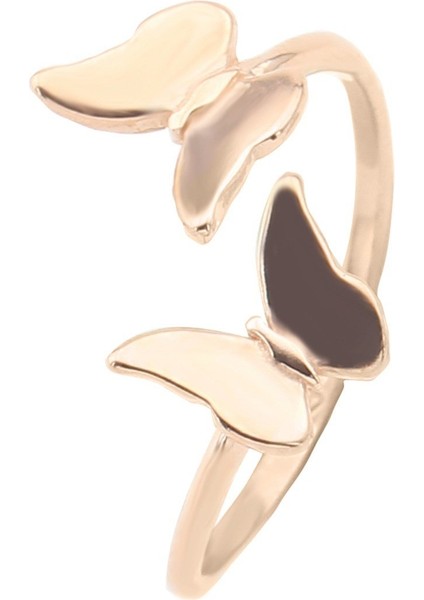 Gümüş 925 Ayar Kadın Gümüş Yüzük Kelebekler Altın Kaplama