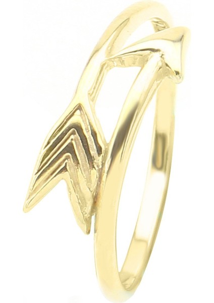 Gümüş 925 Ayar Kadın Gümüş Yüzük Ok Altın Kaplama