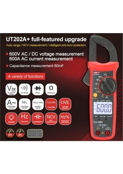 UT202A+ 600A True Rms Dijital Pensampermetre UT202A+ 600A True Rms