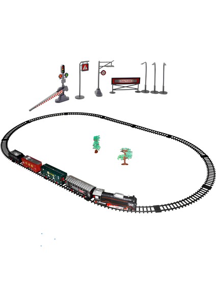 Oyuncak Sesli ve Işıklı Klasik Tren Seti 26 Parça - Klasik Model Tren Demiryolu Set 26 Parça