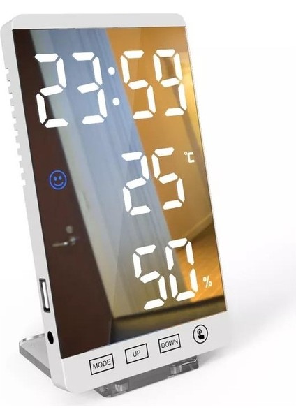 Upway 6 Inç Dijital Aynalı LED Ekran Masa Saati Alarm Sıcaklık Nem USB (Yurt Dışından)