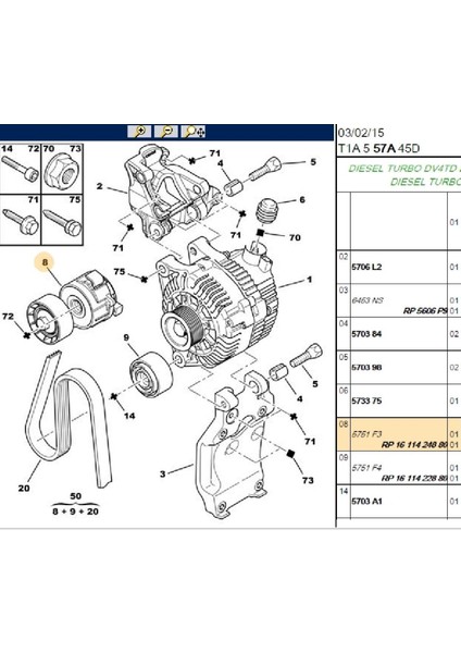 Gergi Kütüğü 206 406 Bipper Partner Tepee Expert Xsara C5 Nemo (1611424880-1613844280-T38458)