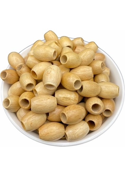 14X18 mm Oval Badem Model Vernikli Ahşap Tahta Boncuk (50GR-,~36 Adet) fiyatları