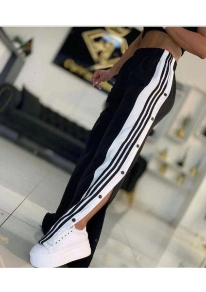 Çıt Çıtlı Paraşüt Eşofman Altı - Siyah