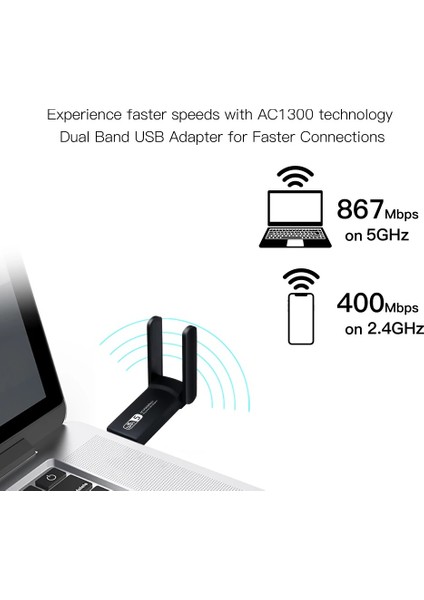 1300MBPS USB 3.0 Wifi Adaptörü Dual Band 2.4ghz/5ghz /kablosuz usb Adaptör