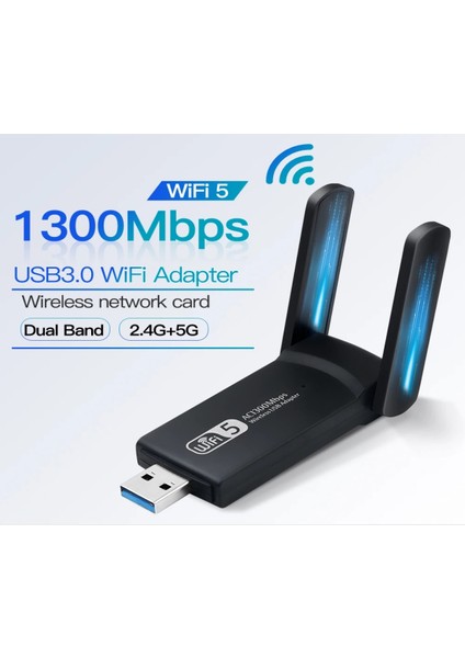 1300MBPS USB 3.0 Wifi Adaptörü Dual Band 2.4ghz/5ghz /kablosuz usb Adaptör