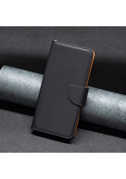 iPhone 15 Plus Toz Geçirmez Pu Deri Cep Telefonu Kapak Cüzdan Litchi Doku Dokunma Stand Kayış Telefon Kılıfı (Yurt Dışından)