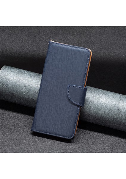 iPhone 15 Plus Toz Geçirmez Pu Deri Cep Telefonu Kapak Cüzdan Litchi Doku Dokunma Stand Kayış Telefon Kılıfı (Yurt Dışından)