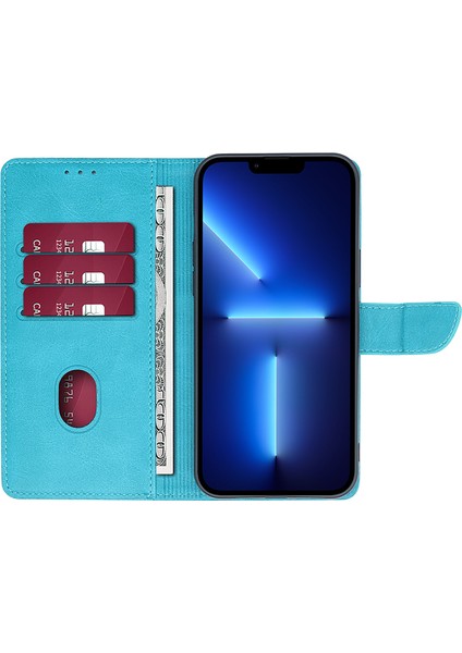 iPhone 15 Plus Telefon Kasası Cüzdan Buzağı Dokusu Pu Deri Stand Flip Folio Cover Telefon Kılıfı (Yurt Dışından)