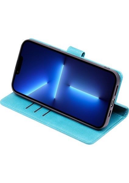 iPhone 15 Plus Telefon Kasası Cüzdan Buzağı Dokusu Pu Deri Stand Flip Folio Cover Telefon Kılıfı (Yurt Dışından)