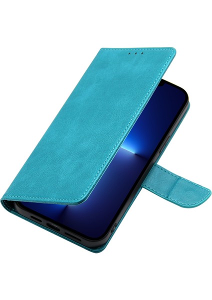 iPhone 15 Plus Telefon Kasası Cüzdan Buzağı Dokusu Pu Deri Stand Flip Folio Cover Telefon Kılıfı (Yurt Dışından)