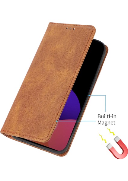 iPhone 15 Manyetik Otomatik Obsorbed Pu Deri Telefon Desteği Stand Cüzdan Telefon Kılıfı (Yurt Dışından)