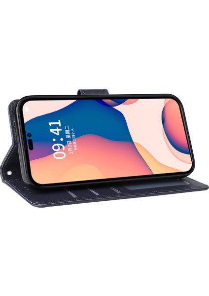 iPhone 15 Manyetik Kapatma Flip Pu Deri Telefon Stand Cüzdan Cep Telefon Kılıfı (Yurt Dışından)